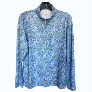 Daily Sports Sheermotion Long Sleeve Golf Half Zip in Water Bloom Blue size L